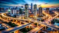 Urban Tapestry A Cityscape of Buildings Bridges and Intersecting Lines A Symphony of Structure and Form Generative AI