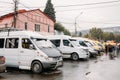 Urban taxis Minibuses are on the station Didube in Tbilisi, Georgia