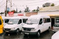 Urban taxis Minibuses are on the station Didube in Tbilisi, Georgia.