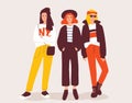 Urban teenagers.Young fashion people.Set of street style girls