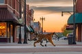 Urban Tiger Apocalypse. A tiger walking through urban ruins in a post-apocalypse like setting. Neural network AI