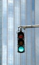 Urban traffic light on green