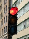 Urban traffic light on red