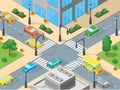 Urban Traffic Template Isometric View. Vector