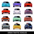 Urban traffic vehicles, car icons in flat style