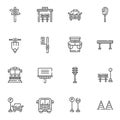 Urban transportation line icons set Royalty Free Stock Photo