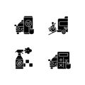 Urban travelling issues black glyph icons set on white space Royalty Free Stock Photo