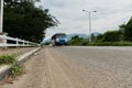 Urban truck for moving people in rural areas crossing Royalty Free Stock Photo