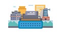 Urban Typewriter Scene, City Life Creative Expression Icon, vector design Generative AI Royalty Free Stock Photo