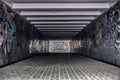 Urban underground tunnel with modern graffiti Royalty Free Stock Photo