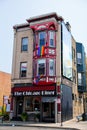 Urban Vegetarian Diner with Rainbow Flag in Chicago