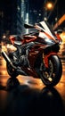 Urban velocity EBR racing motorcycle blazes with dynamic light trails