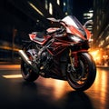 Urban velocity EBR racing motorcycle blazes with dynamic light trails