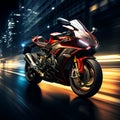 Urban velocity EBR racing motorcycle blazes with dynamic light trails