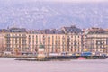 Urban view, Geneva skyline in Switzerland at twilight