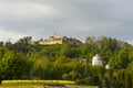 Urban view of Orthodox church and Fortress in Brasov in Transylvania, Rumania.