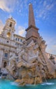 Urban view of Rome, Italy: Fountain of the Four Rivers Fontana dei Quattro Fiumi with an Egyptian obelisk in Navon Square Piazz Royalty Free Stock Photo
