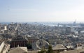 Urban view of the skyline of the historic city of Genoa in Liguria, with views of the commercial port,Italy