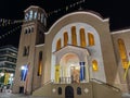 Urban view of Taxiarches church in Kalamata, Greece. It is the largest sacred temple in the town and the Metropolis of Messinia