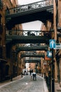 Urban Walking in the Restored London Alley on Butler\'s Wharf Avenue Royalty Free Stock Photo