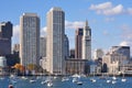 Urban waterfront skyline seen from Boston Harbor Royalty Free Stock Photo