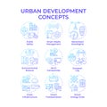Urbanization blue gradient concept icons Royalty Free Stock Photo