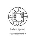 Urbanization icon. Urban sprawl, environmental and ecology issue simple vector illustration