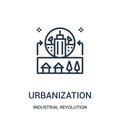 urbanization icon vector from industrial revolution collection. Thin line urbanization outline icon vector illustration