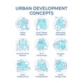 Urbanization soft blue concept icons Royalty Free Stock Photo