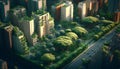 The urbanized environment of the city, gardens and greenery of the city. Generated AI