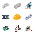 Urbanized icons set, isometric style Royalty Free Stock Photo