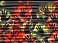 Aborigine painting on corrugated iron wall Royalty Free Stock Photo