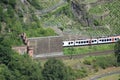 Urbar, Germany - 07 22 2020: train entering the Loreley tunnel from the south