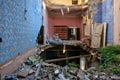 Urbex in northern Italy Rooms of a castle heavily damaged by an earthquake