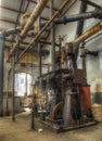 Old machinery in a deserted chemistry factory, urbex