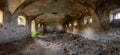 Urbex ubran exploration. Abandoned destroyed barn full of debris Royalty Free Stock Photo