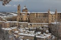 Urbino city covered by snow