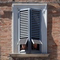 Elderly spouses observe from the window of an ancient palace the