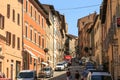 Urbino, Italy - August 9, 2017: A small street in the old town of Urbino. sunny day. Royalty Free Stock Photo