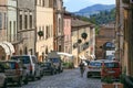 Urbino, Italy - August 9, 2017: A small street in the old town of Urbino. sunny day. Royalty Free Stock Photo