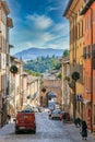 Urbino, Italy - August 9, 2017: A small street in the old town of Urbino. sunny day Royalty Free Stock Photo