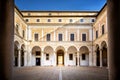 URBINO - ITALY: Courtyard of Palazzo Ducale Ducal Palace, now a museum, in Urbino. Marche region, Ital