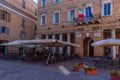 Urbino, Italy, October 1, 2021: Piazza della Repubblica in the o