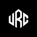 URC letter logo design with polygon shape. URC polygon and cube shape logo design. URC hexagon vector logo template white and Royalty Free Stock Photo