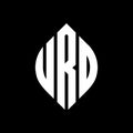 URD circle letter logo design with circle and ellipse shape. URD ellipse letters with typographic style. The three initials form a Royalty Free Stock Photo