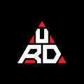 URD triangle letter logo design with triangle shape. URD triangle logo design monogram. URD triangle vector logo template with red