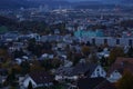 Urdorf village with city lights contrast with evening sky at sunset in pastel colours. Royalty Free Stock Photo