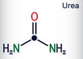 Urea, carbamide molecule. It is a nitrogenous compound containing a carbonyl group, is used as fertilizer, in cosmetics. Skeletal