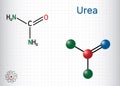 Urea, carbamide molecule. It is a nitrogenous compound containing a carbonyl group, is used as fertilizer, in cosmetics.