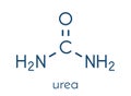 Urea carbamide molecule. Used in cosmetics, fertilizer; present in urine. Skeletal formula.